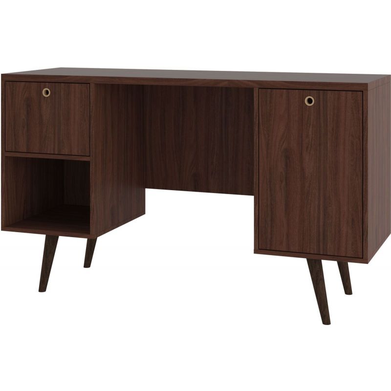 Manhattan Comfort Edgar 1-Drawer Mid Century Office Desk - Thumbnail 2