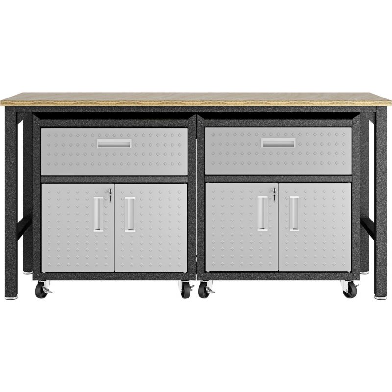 Manhattan Comfort Fortress 3Pc Mobile Space-Saving Steel Garage Cabinet and Worktable 2.0 - Thumbnail 4