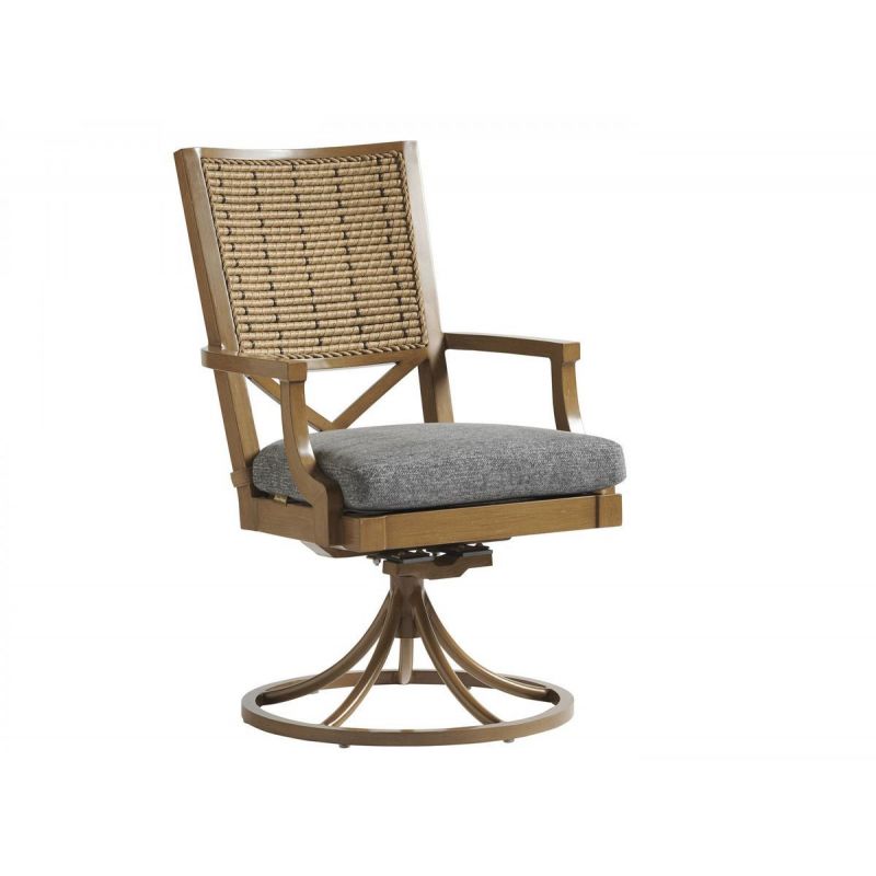 Tommy Bahama Los Altos Valley View Wicker Swivel Rocker Dining Arm Chair