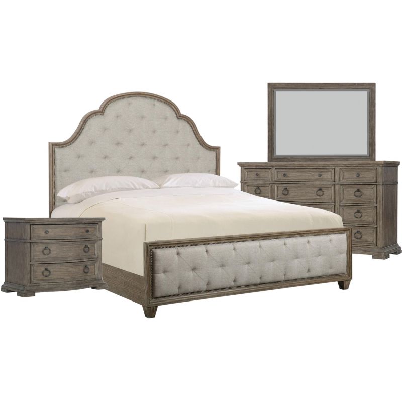 Bernhardt Furniture Canyon Ridge Upholstered Tufted Bedroom Set In Desert Taupe King Bernhardt Furniture Canyon Ridge, Canyon King Bed
