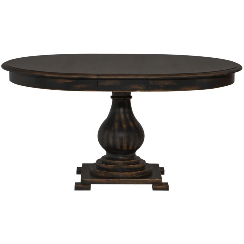 Liberty Furniture Chesapeake Round Pedestal Dining Table In Antique Black Unlimited Liberty Furniture Chesapeake Round, Solid Wood Round Pedestal Dining Table