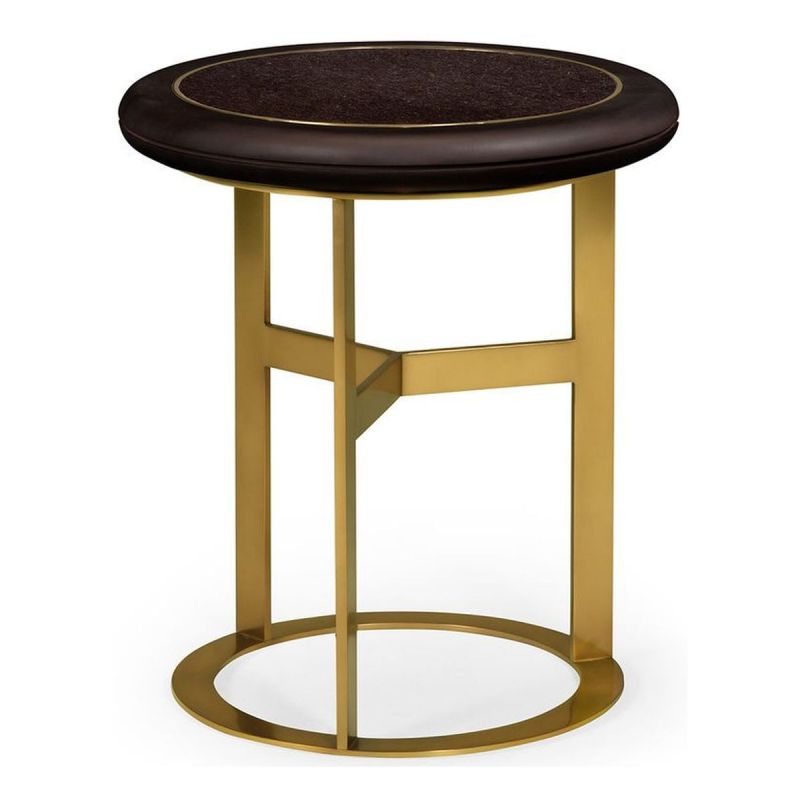 Jonathan Charles Round Brass Side Table with Granite Top Unlimited