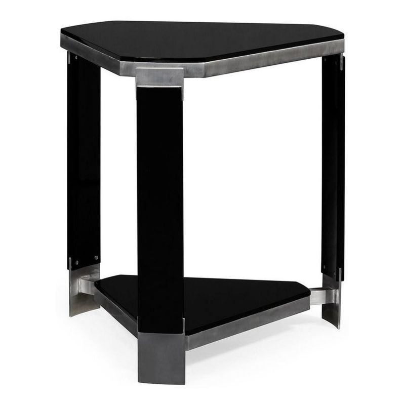 Jonathan Charles Triangular Black Gloss Side Table Unlimited Furniture