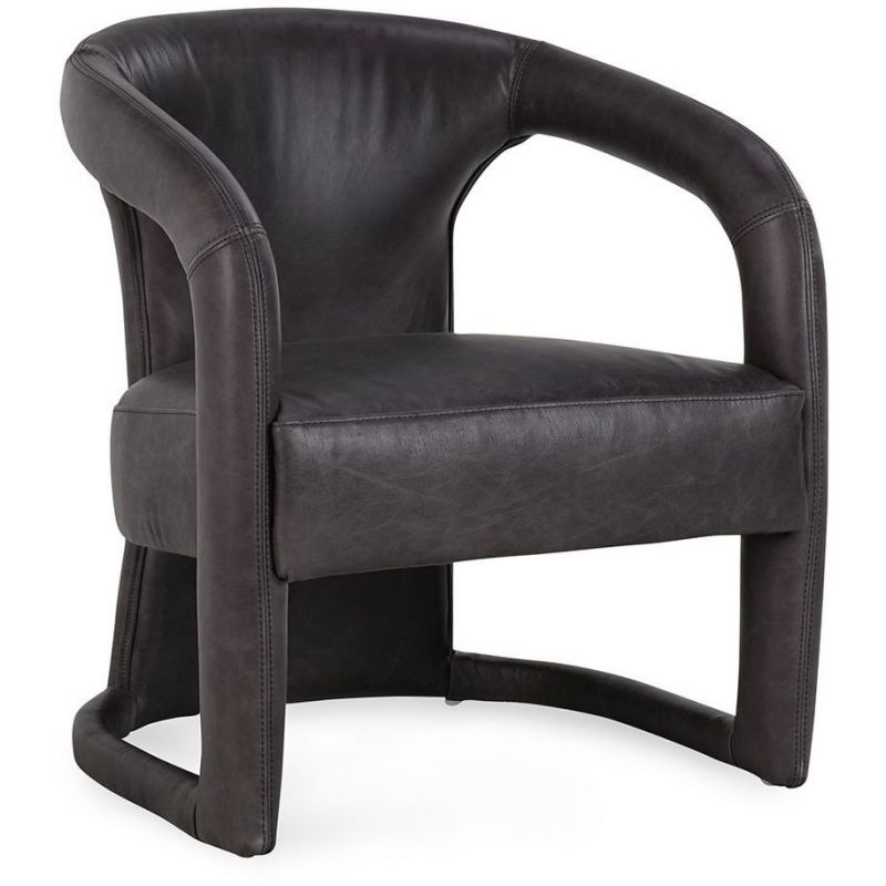 Classic Home Archie Distressed Leather Accent Chair Charcoal