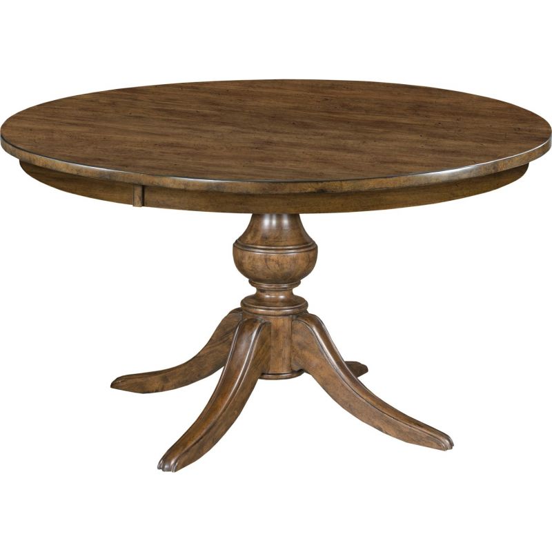 Kincaid Furniture The Nook 44 Round Dining Table With Wood Base In Hewned Maple Unlimited Round Dining Table With Wood Base, Maple Round Table