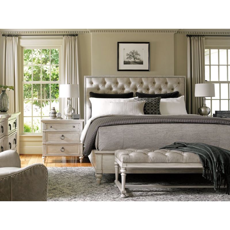 Oyster Bay Herringbone And Oyster Sag Harbor Tufted Upholstered Panel Bed - Thumbnail 3