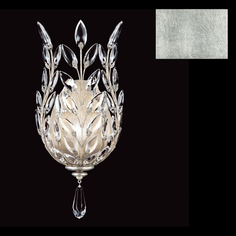 Fine Art Crystal Laurel 17" Sconce in Silver Leaf