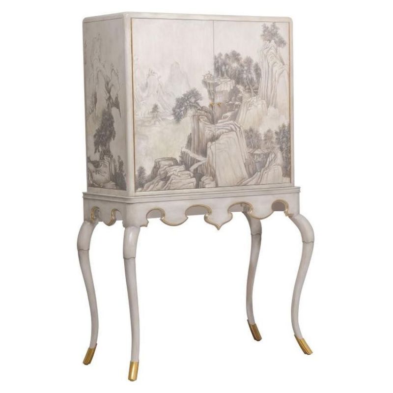 Maitland-Smith Lacca Veneziana Bar Cabinet