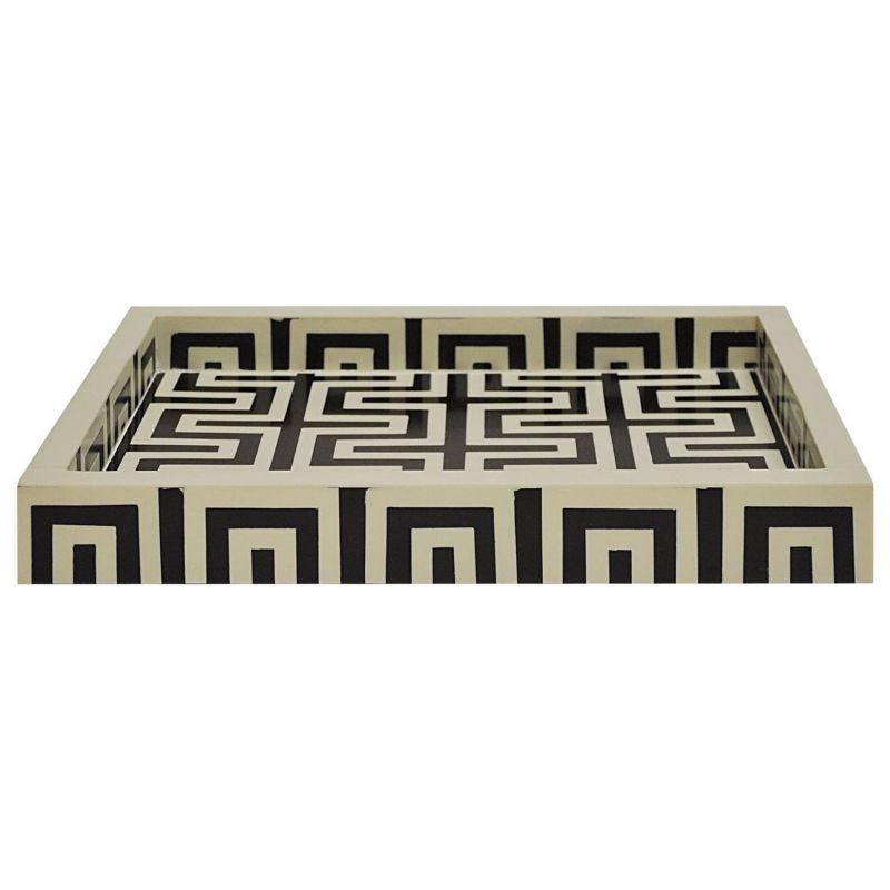 Worlds Away Eddy Large Tray In Black And Off White Resin Unlimited Furniture Worlds Away Eddy Large Tray In Black, Worlds Away Furniture Australia