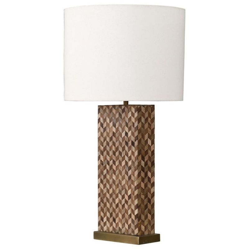 Worlds Away Eden Chevron Wood Inlay Table Lamp With Antique Brass Base Unlimited Furniture Worlds Away Eden Chevron Wood Inlay, Chevron Floor Lamp