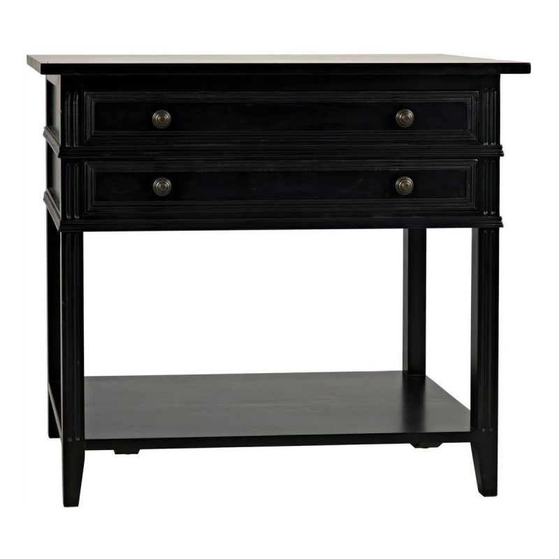 Noir Furniture Colonial 2Drawer Side Table, Distressed Black