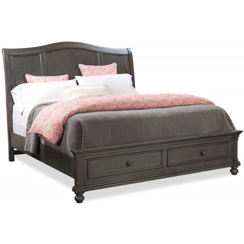 Aspenhome Oxford Queen Sleigh Storage Bed Peppercorn Unlimited Furniture
