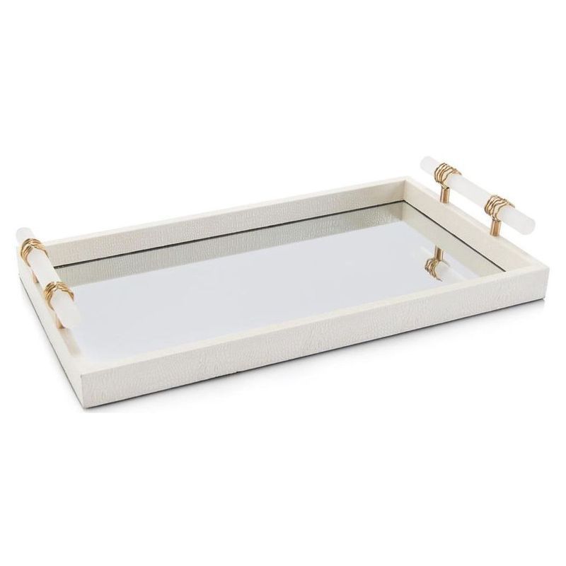 John Richard Mirrored Tray with Alabaster Handles