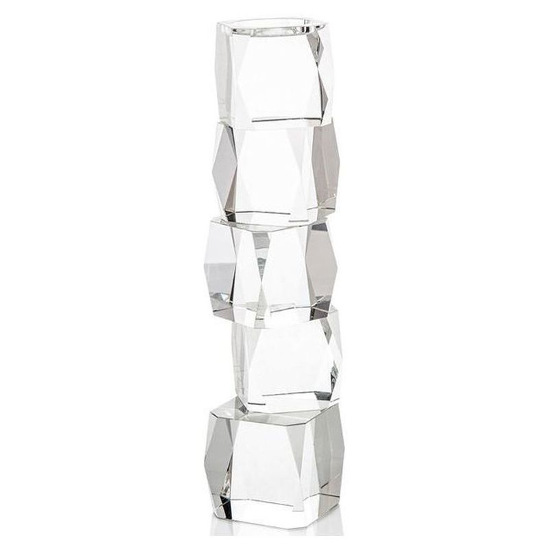 John Richard Crystal Cubist Candleholder - 20"