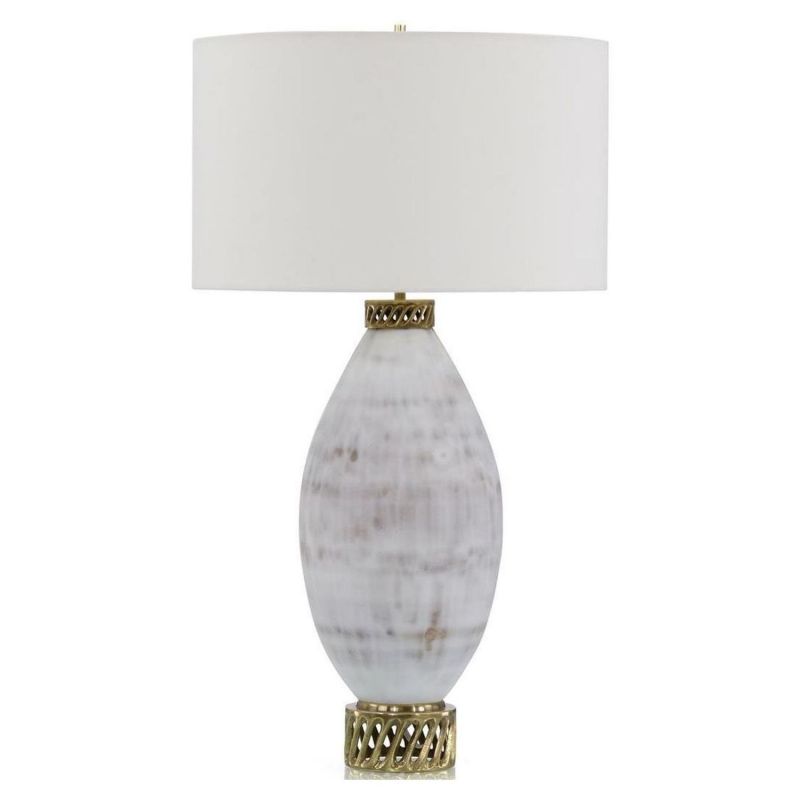 John Richard White and Cream Marbled Glass Table Lamp - Thumbnail 2
