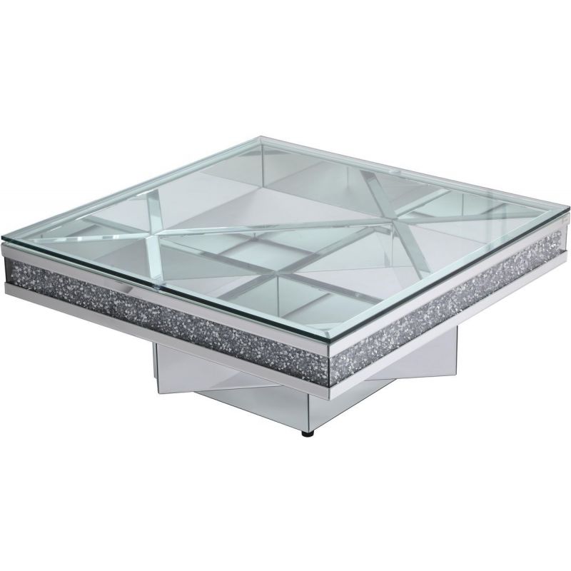 Elegant Furniture & Lighting Modern Square Crystal Coffee Table - Thumbnail 3