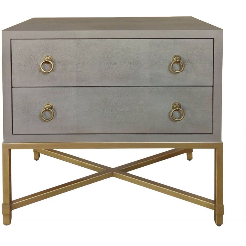 Essentials For Living Strand Shagreen 2Drawer Nightstand in Gray