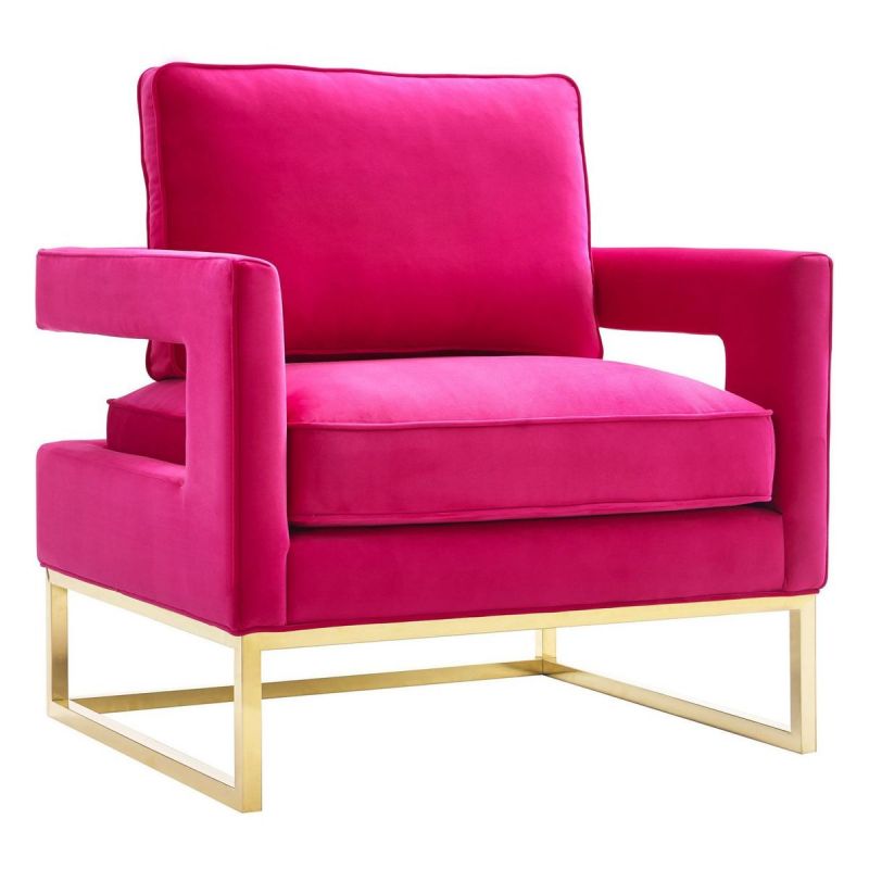 TOV Furniture Avery Velvet Chair with Polished Base