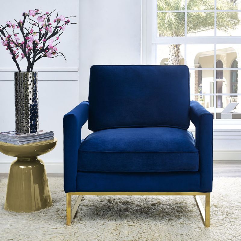 TOV Furniture Avery Navy Velvet Chair - Thumbnail 5