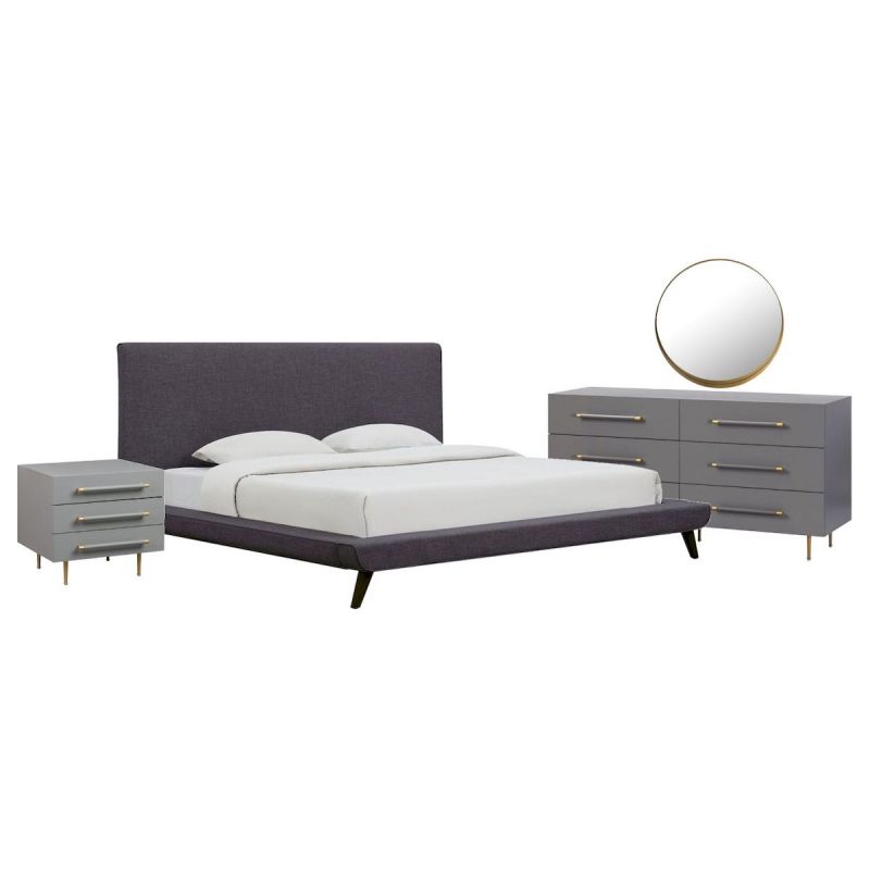 TOV Furniture Nixon Grey Linen Bedroom Set