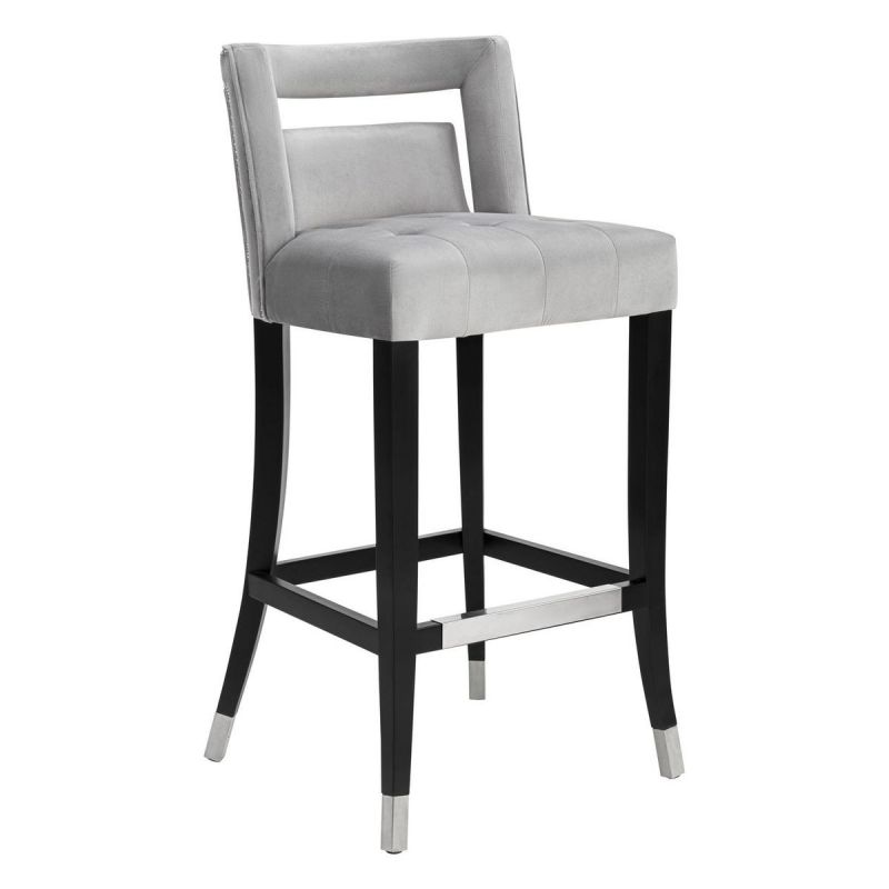 TOV Furniture Hart Grey Velvet Counter Stool