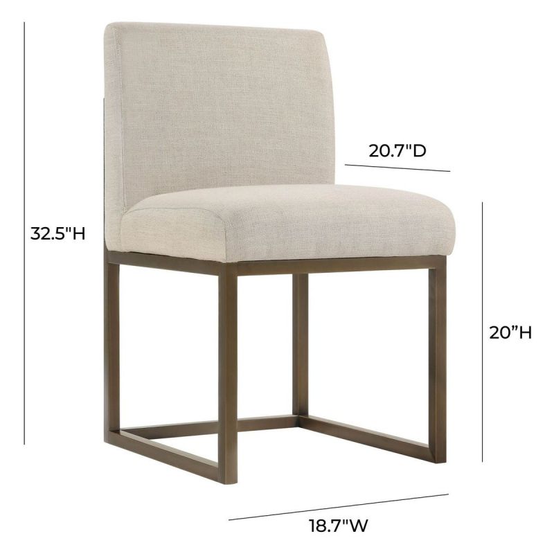 TOV Furniture Haute Beige Linen Chair In Brass - Thumbnail 2