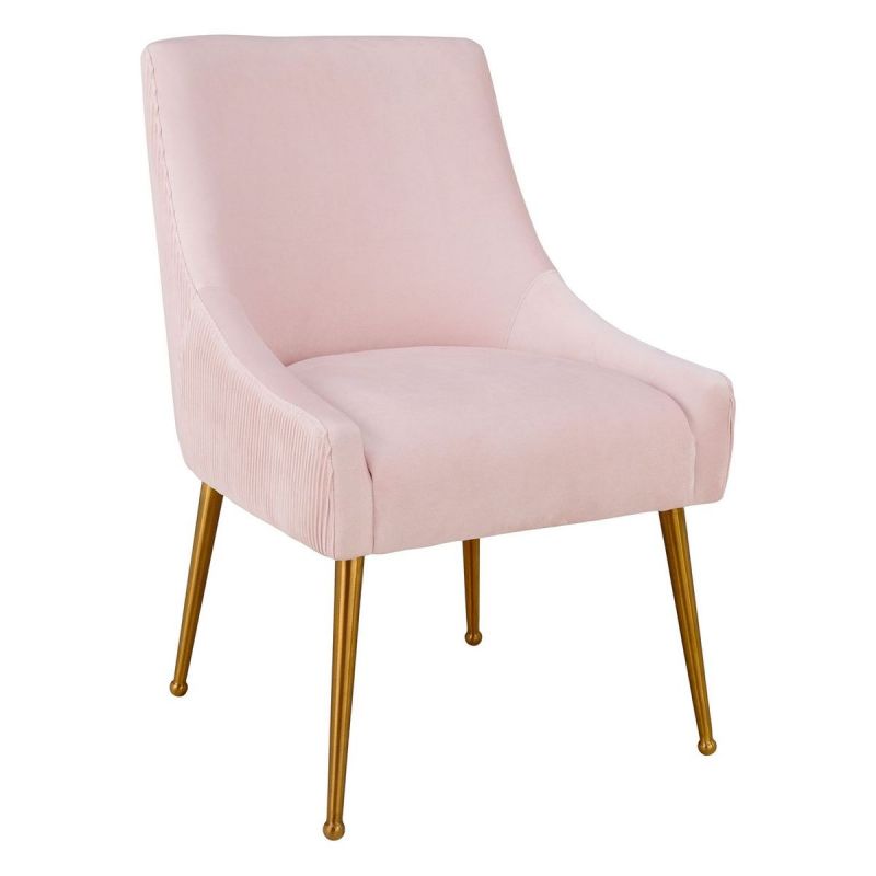 TOV Furniture Beatrix Pleated Blush Velvet Side Chair