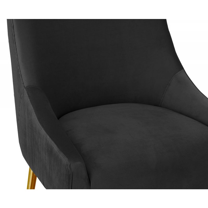 TOV Furniture Beatrix Pleated Black Velvet Bar Stool - Thumbnail 3