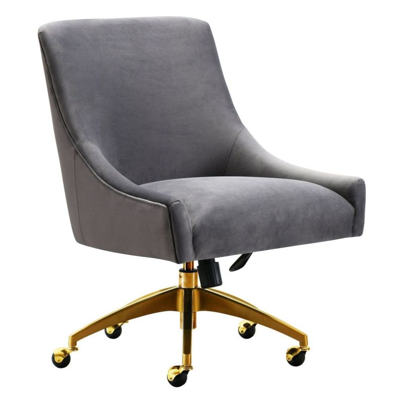 TOV Furniture Beatrix Grey Office Swivel Chair - Thumbnail 2