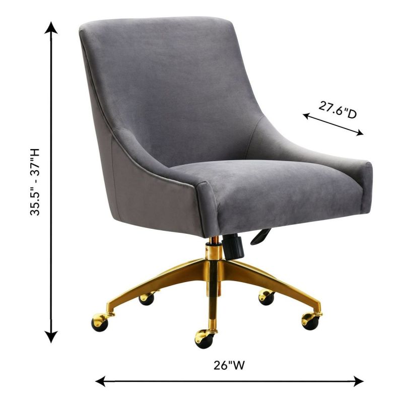TOV Furniture Beatrix Grey Office Swivel Chair - Thumbnail 4