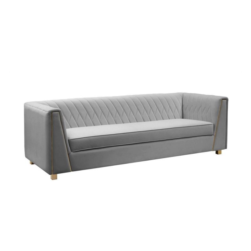 TOV Furniture Wafa Light Grey Velvet Sofa Unlimited Furniture
