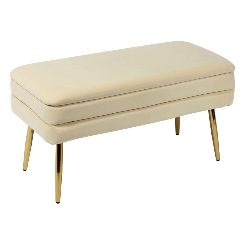 TOV Furniture Ziva Cream Velvet Storage Bench