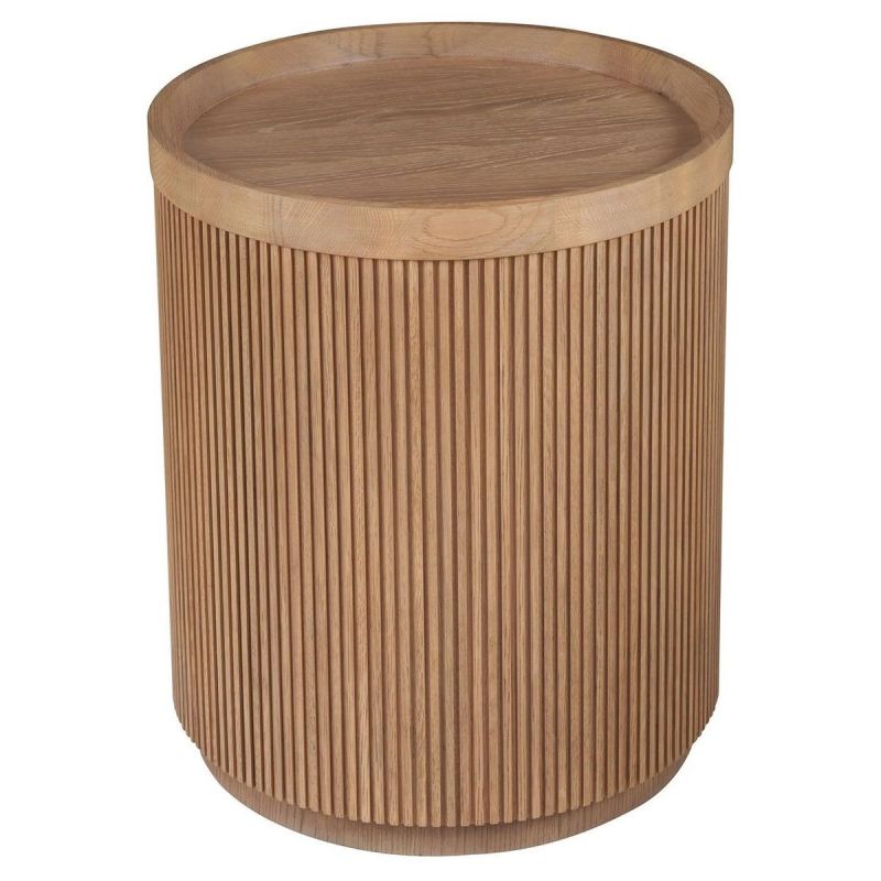 Lumi Wood Round Side Table - Thumbnail 2