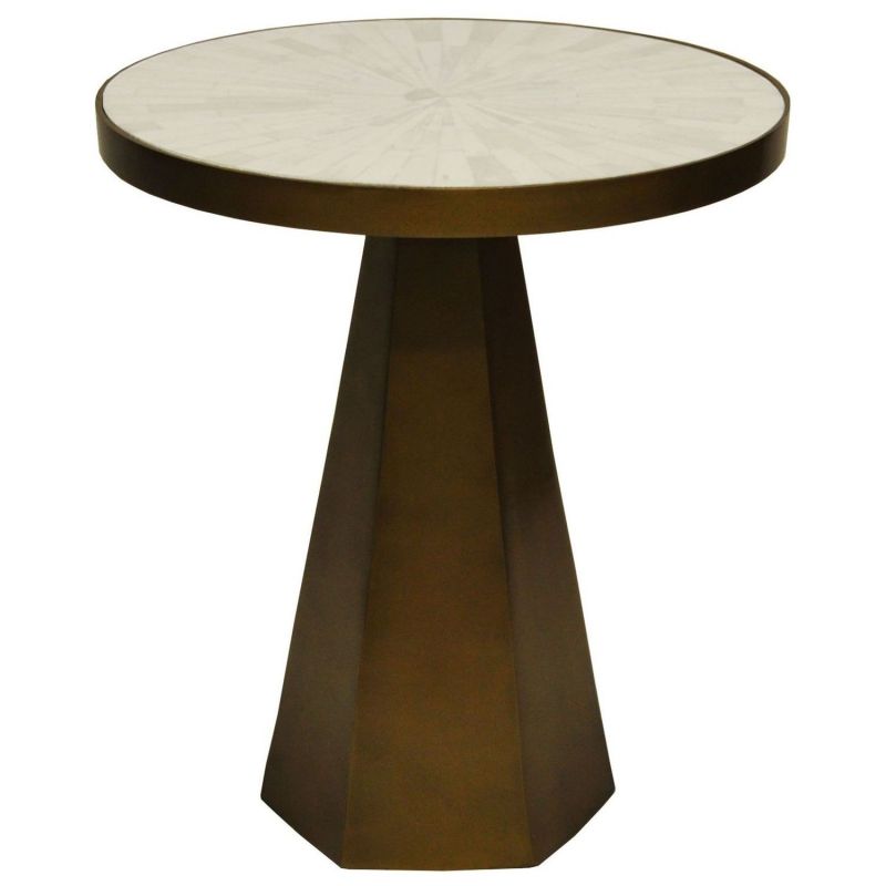 Worlds Away Woodrow Antique Brass Side Table With White Marble Top Unlimited Furniture