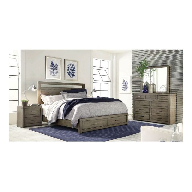 Aspenhome Modern Loft Cal King Panel Storage Bedroom Set Greystone 450