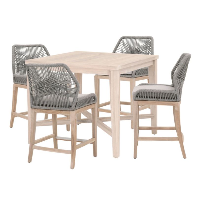 Essentials For Living Woven Carmel Loom Outdoor 42" Square Counter Dining Set