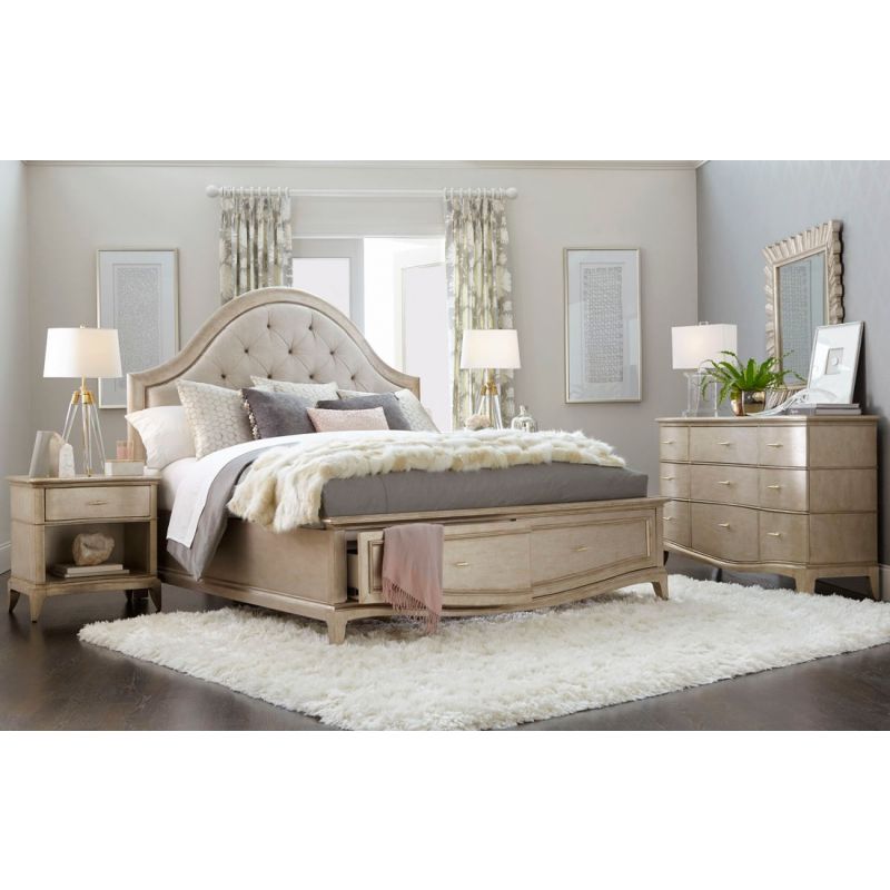 A R T Furniture Starlite Upholstered Panel Bedroom Set With Storage In Silver King A R T Furniture Starlite Upholstered, Upholstered King Bedroom Set With Storage