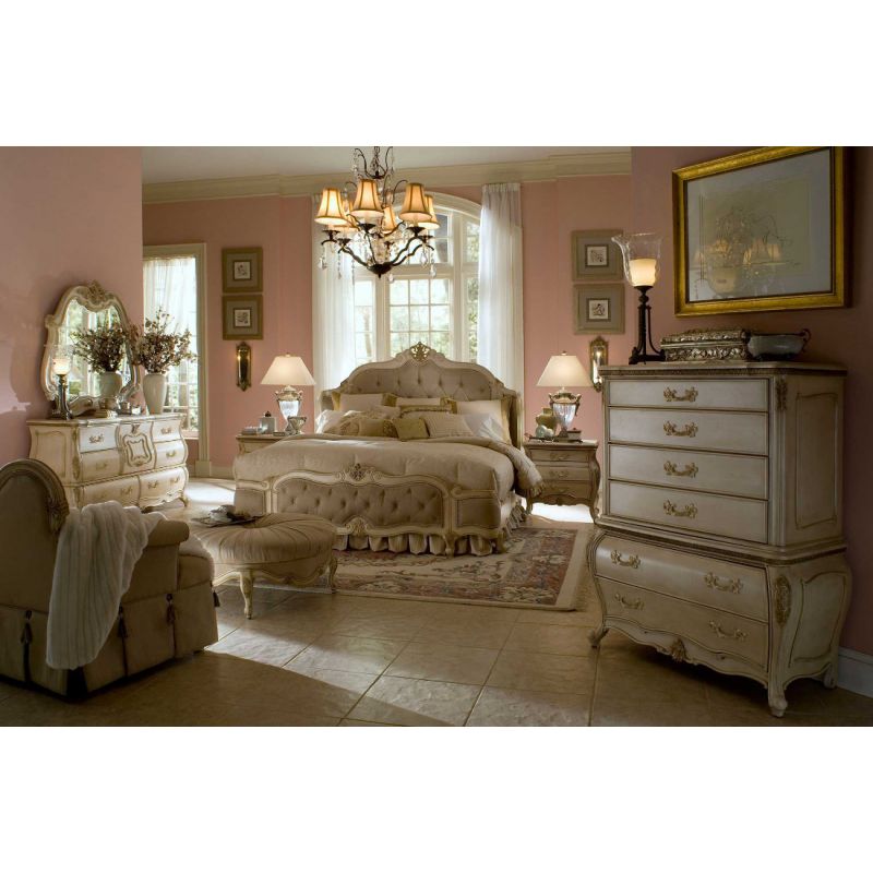 Aico Michael Amini Lavelle Blanc Wing Mansion Bedroom Set In Cream Finish Queen Aico Michael Amini Lavelle Blanc Wing, Michael Amini Furniture Bedroom Set