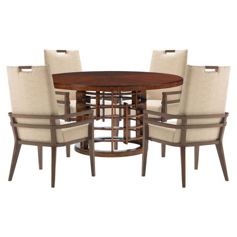 Tommy Bahama Home Island Fusion Meridien Round Dining Set - Thumbnail 2