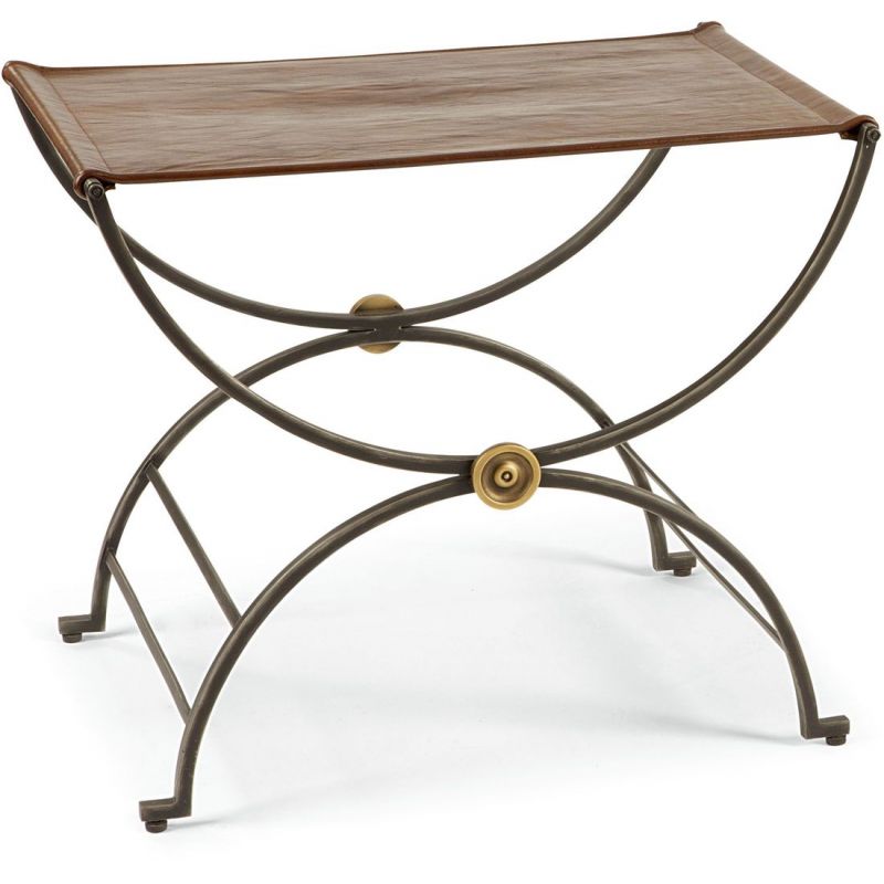 Niles Bench With Leather Seat - Thumbnail 5