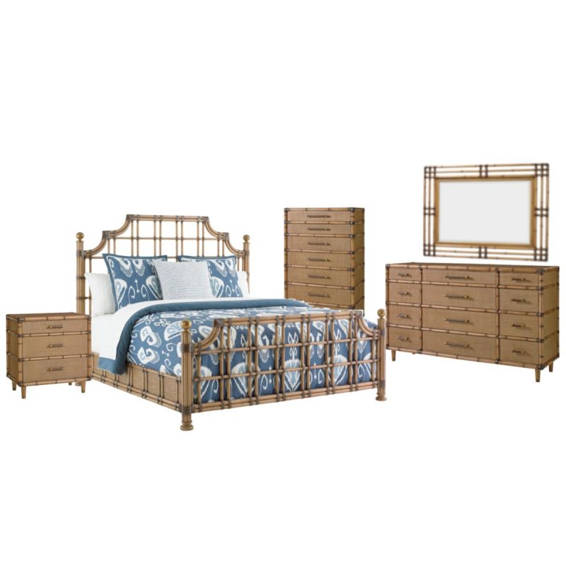 Tommy Bahama Home Palms St. Kitts-Parrot Cay Rattan Bedroom Set - Thumbnail 2