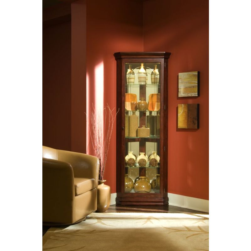 Pulaski Furniture Victorian Cherry Mirrored Corner Curio