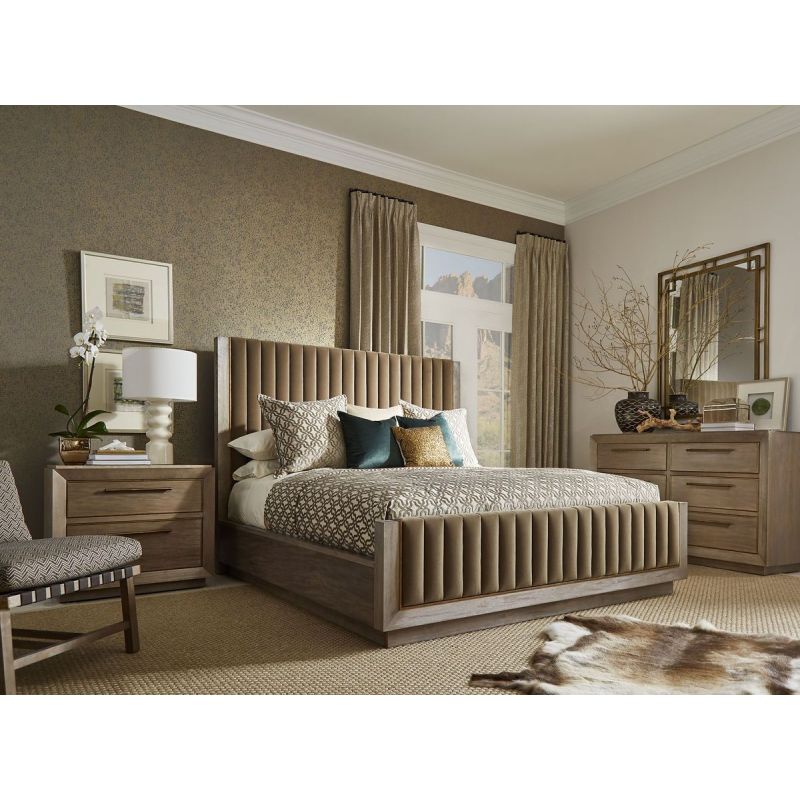 A R T Furniture Woodwright Mulholland Upholstered Bedroom Set In Espresso In King
