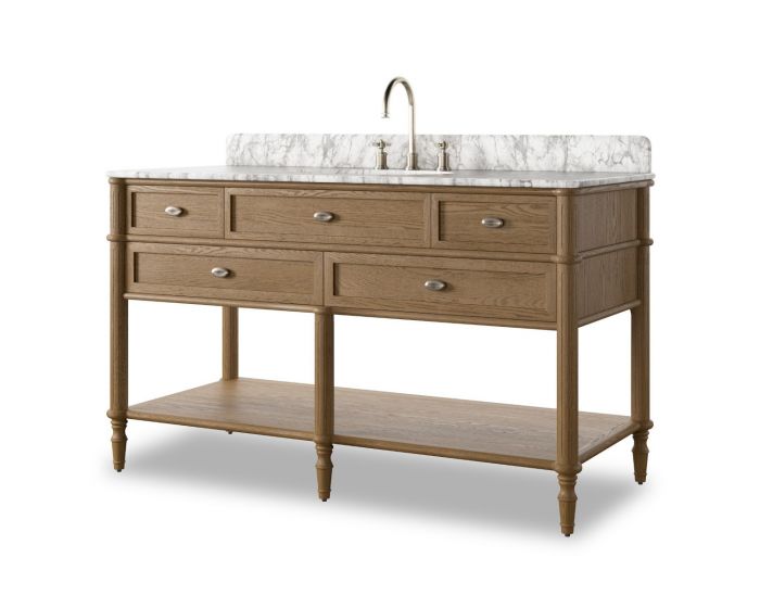 Four Hands Toulouse Single Wide Vanity Washed Blonde Oak Veneer