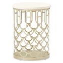 AICO Michael Amini La Marisia Marble Chairside Table in Creamy Pearl