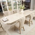 AICO Michael Amini Fantosini Pedestal Dining Table in Creamy Pearl