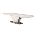 AICO Michael Amini Fantosini Pedestal Dining Table in Silver Mist