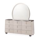 AICO Michael Amini Fantosini Dresser with Round Mirror in Silver Mist