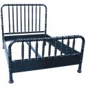 Noir Furniture Bachelor Bed, Queen, Hand Rubbed Black