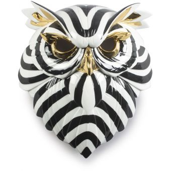 Lladro Owl Mask Black and Gold